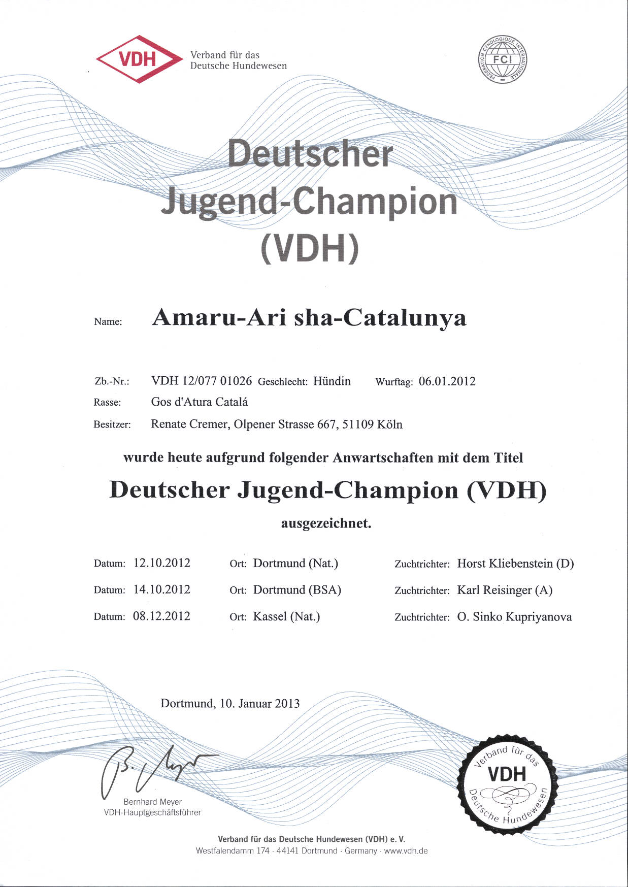 Dt. Jug. Ch. VDH Amaru sha-Catalunya